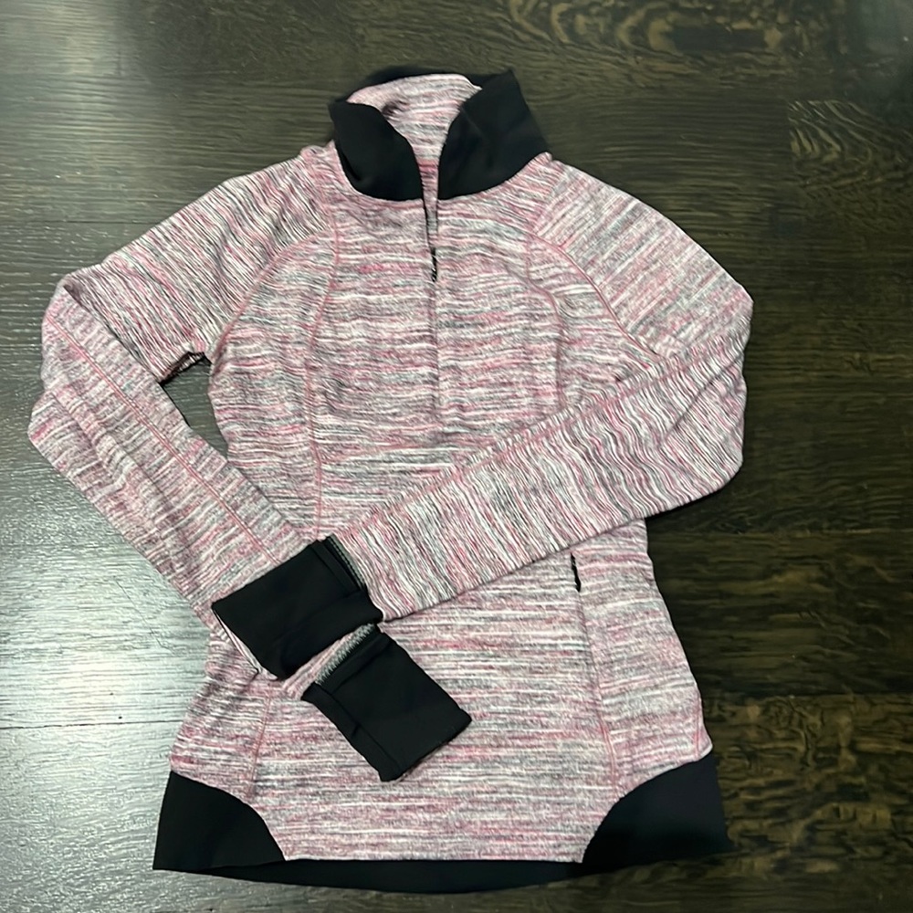 Women's Pink and Black Quarter-Zip Top